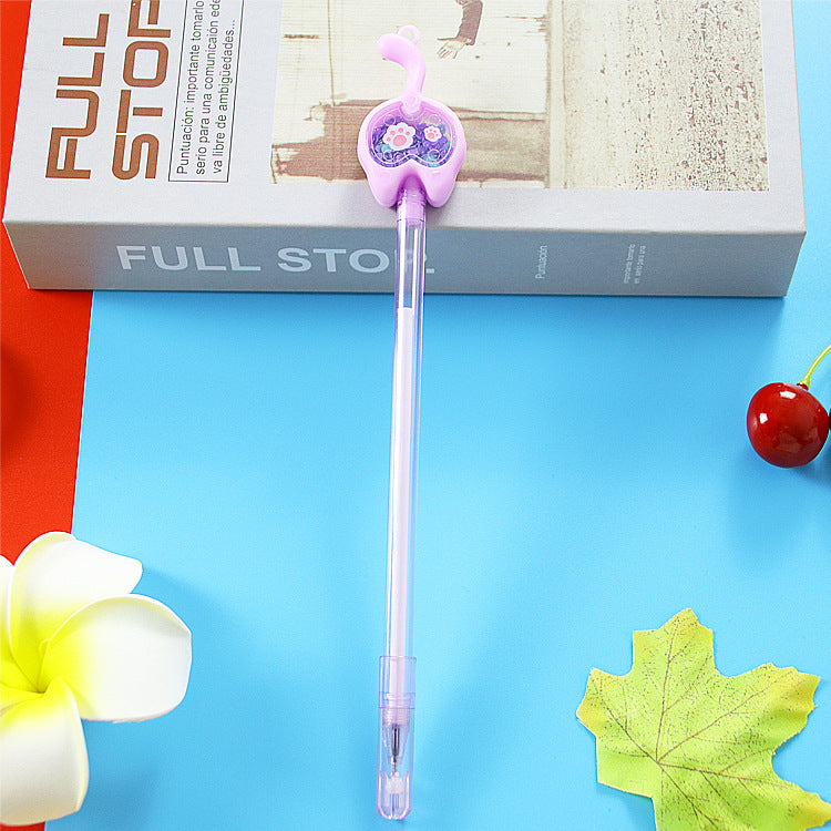 Bolígrafo de lentejuelas de gato de plástico al por mayor